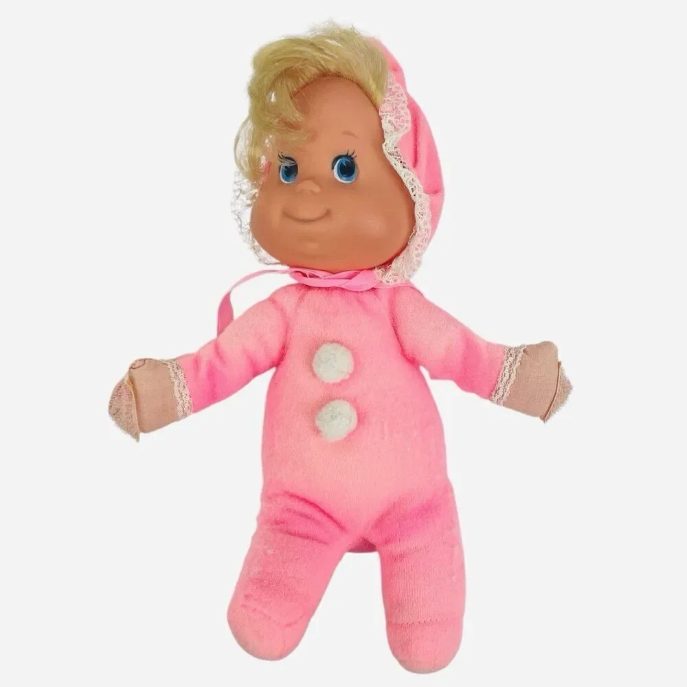 RARE Vintage 1970 Mattel Itsy Bitsy Beans Baby Doll Piffle Pink Blonde Blue Eyes